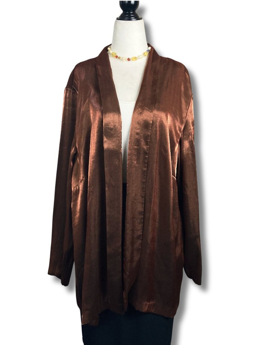 PS CLASSICS Plus-size copper metallic open-front cardigan ~ XX2 2X XXX3 3X shirt
